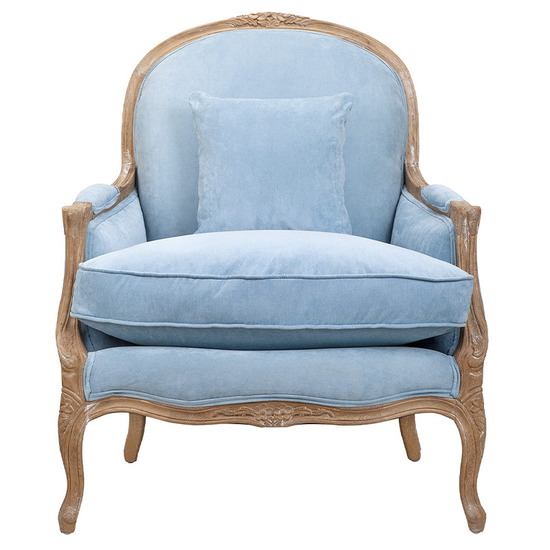 Кресло Ava Classical Armchair light blue velour Светло-голубой Коричневый в Нижнем Новгороде | Loft Concept 