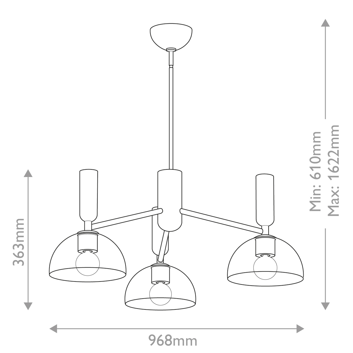 Люстра с 3-мя прозрачными полусферическими плафонами из стекла Alora Mood в Нижнем Новгороде