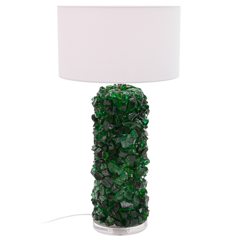 Настольная лампа Enide Green Table Lamp с абажуром Зеленый Белый Прозрачный в Нижнем Новгороде | Loft Concept 