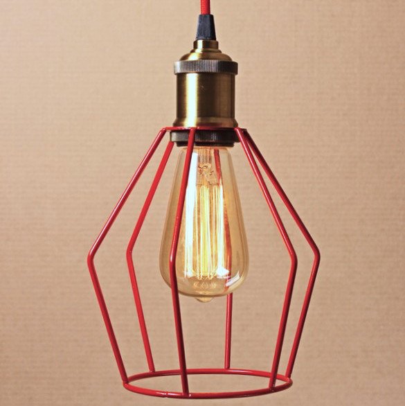 Подвесной светильник Wire Cage Pendant Trew Red Красный в Нижнем Новгороде | Loft Concept 