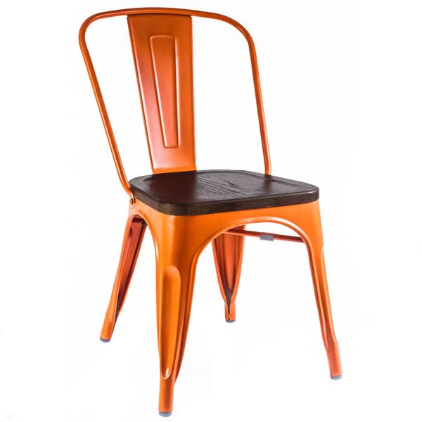 Кухонный стул Tolix Chair Wood Orange Оранжевый Коричневый в Нижнем Новгороде | Loft Concept 