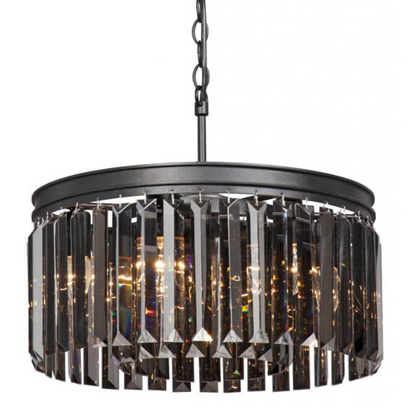 Люстра RH Rhys Smok Glass Prism Round Chandelier 40 Черный матовый в Нижнем Новгороде | Loft Concept 