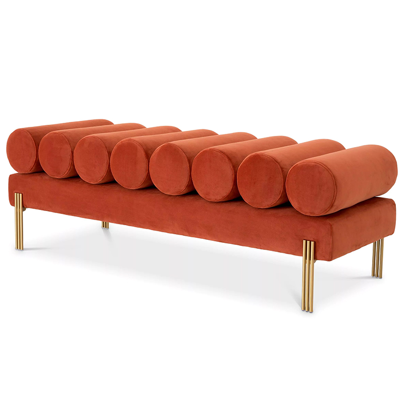 Банкетка Eichholtz Bench Oxley Orange Оранжевый Латунь в Нижнем Новгороде | Loft Concept 