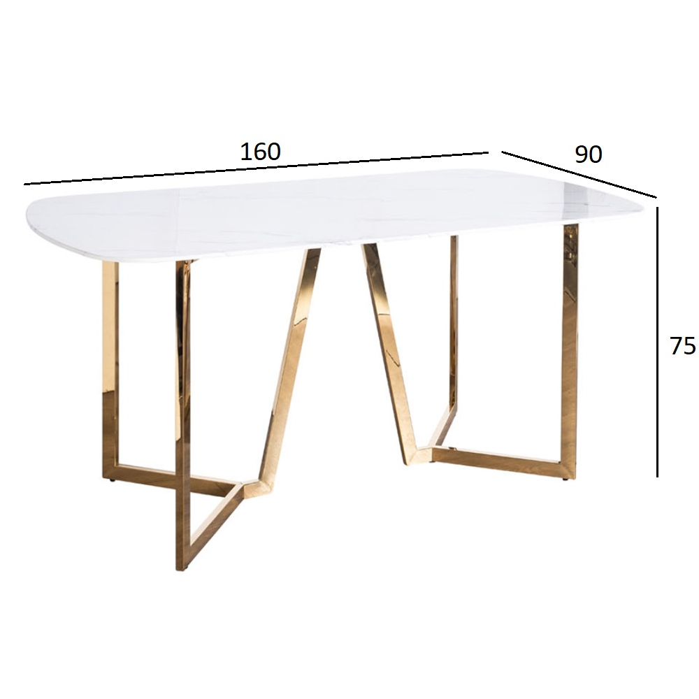 Стол обеденный белый с золотыми глянцевыми ножками Laconic White Table Стол обеденный белый с золотыми глянцевыми ножками Laconic White Table в Нижнем Новгороде