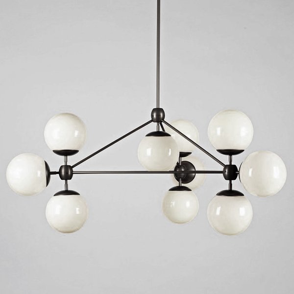 Modo 10 Globes Chandelier Black and White Glass Прозрачный белый Черный в Нижнем Новгороде | Loft Concept 