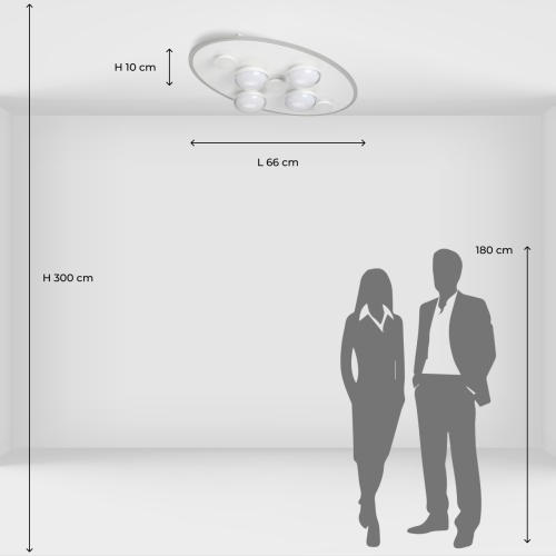 Потолочный светильник овальной формы белого цвета с 7-ю лампами Lunar Pebbles в Нижнем Новгороде