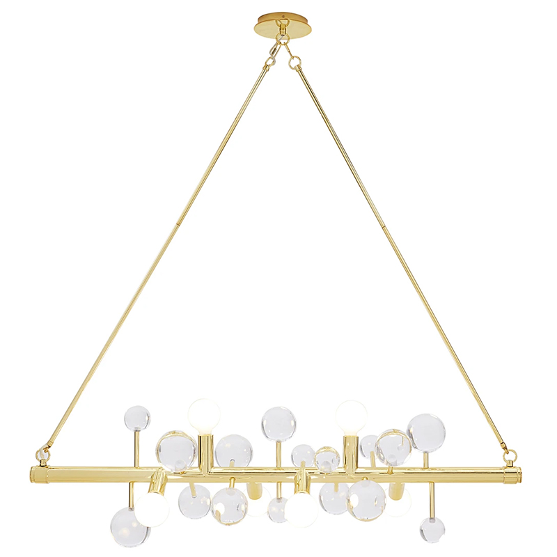 Люстра Jonathan Adler SIX-LIGHT LINEAR CHANDELIER Clear Золотой Прозрачное Стекло Белый в Нижнем Новгороде | Loft Concept 