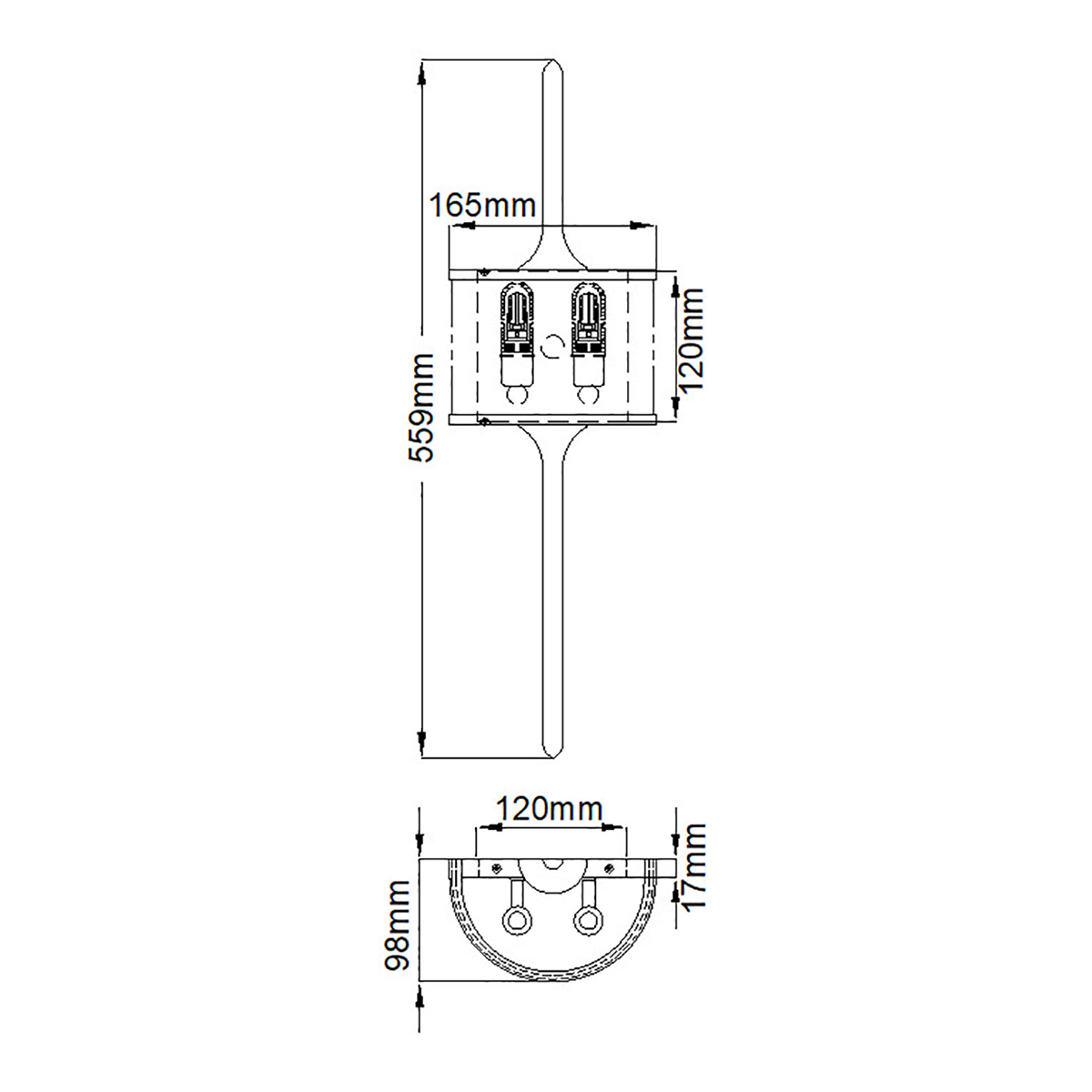Бра вертикальное с белым полукруглым плафоном и длинным стержнем S Kichler в Нижнем Новгороде