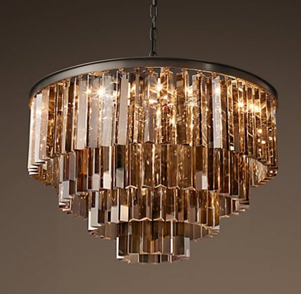 Люстра RH 1920s Odeon Smoke Glass Fringe Chandelier -60 Черный в Нижнем Новгороде | Loft Concept 