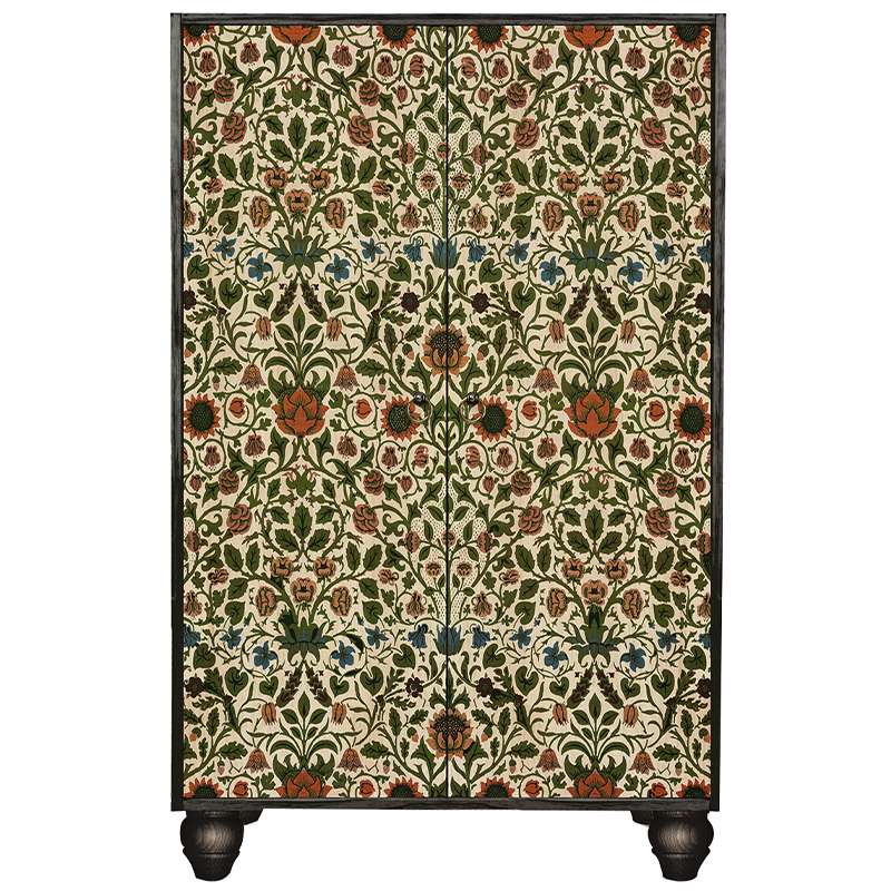 Шкаф с цветочным узором на дверцах Floral Print Cabinet Black Мульти Черный в Нижнем Новгороде | Loft Concept 