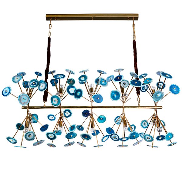 Люстра Agate Burst Chandelier Blue Line Золотой Синий в Нижнем Новгороде | Loft Concept 