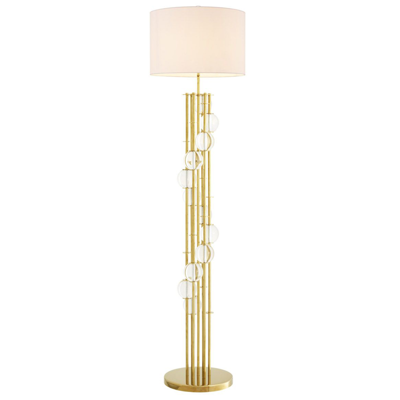 Торшер Eichholtz Floor Lamp Lorenzo Gold & white Глянцевое золото Белый Прозрачный в Нижнем Новгороде | Loft Concept 