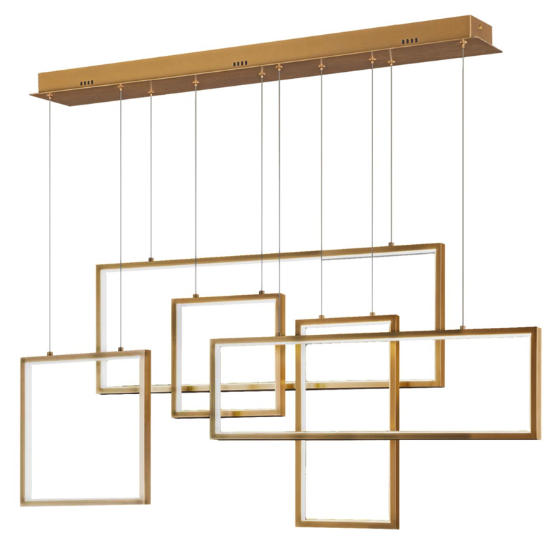 Люстра Rectangle Geometry Chandelier Gold 5 Золотой в Нижнем Новгороде | Loft Concept 