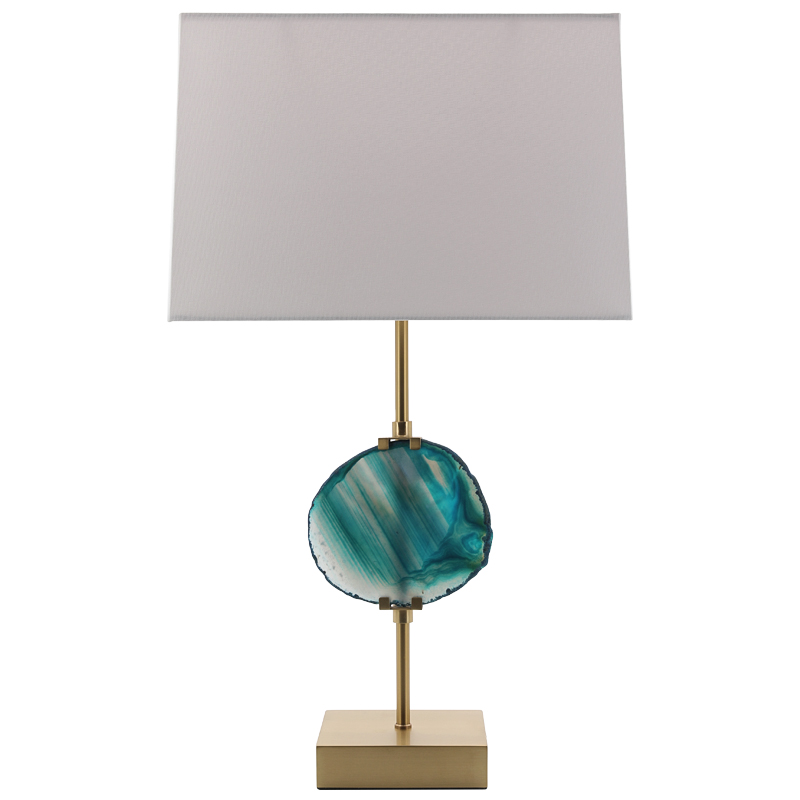 Настольная лампа Blue Agate Design Table Lamp Латунь Синий Бирюзовый Белый в Нижнем Новгороде | Loft Concept 