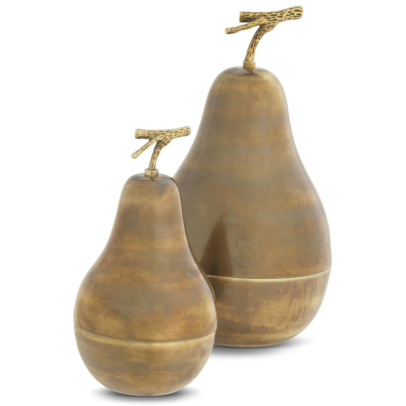 Комплект шкатулок Eichholtz Box Pear Set of 2 brass Винтажная латунь в Нижнем Новгороде | Loft Concept 