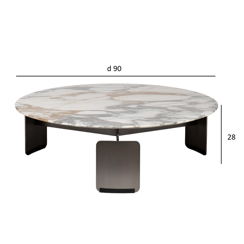 Столик журнальный с круглой мраморной столешницей на трех опорах Marble Stone Drawing в Нижнем Новгороде