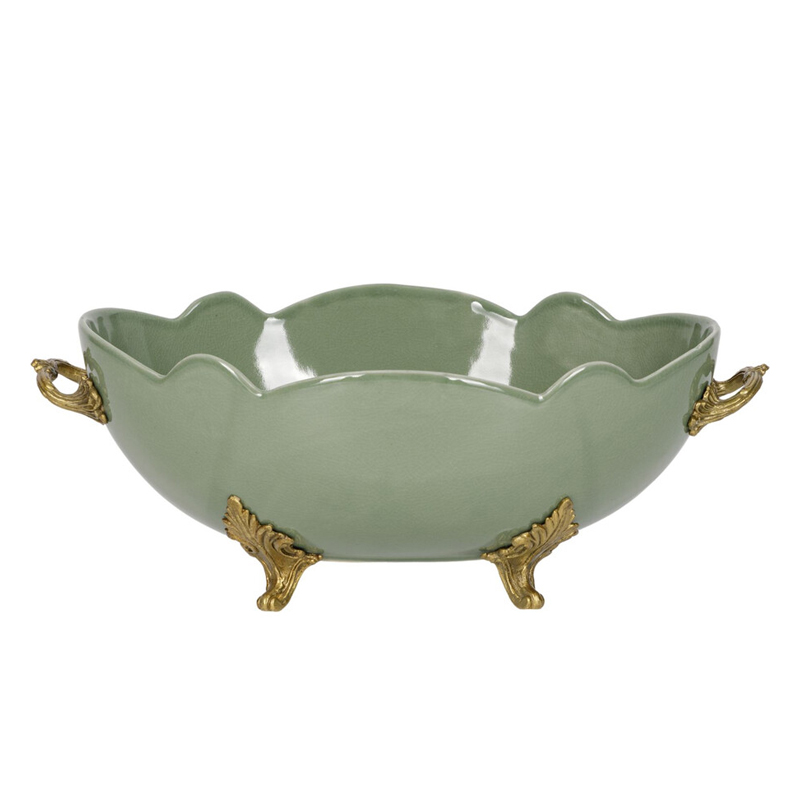 Чаша зеленого цвета из фарфора с волнообразным краем Eden Garden porcelain and bronze Зеленый Бронза в Нижнем Новгороде | Loft Concept 