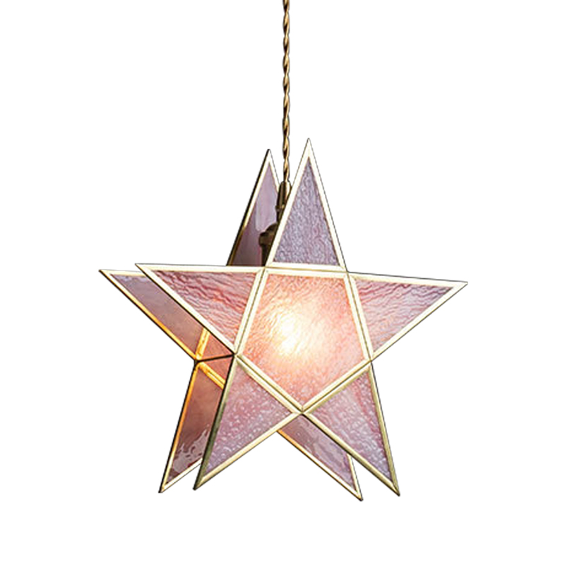 Подвесной светильник Star Pink Glass Hanging Light Розовый Латунь в Нижнем Новгороде | Loft Concept 