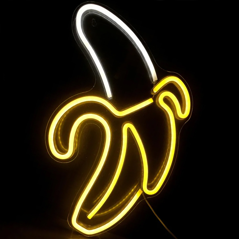 Неоновая настенная лампа Banana Neon Wall Lamp Прозрачный Белый Желтый в Нижнем Новгороде | Loft Concept 