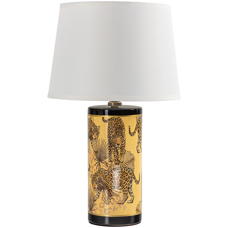 Настольная лампа с абажуром Leopard Lampshade Yellow White Желтый Белый Черный в Нижнем Новгороде | Loft Concept 