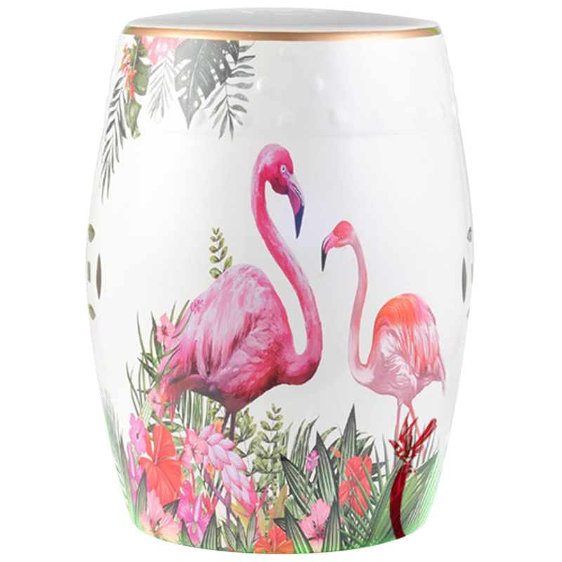 Керамический табурет Flamingo Tropical Animal Ceramic Stool White Белый Розовый Зеленый в Нижнем Новгороде | Loft Concept 