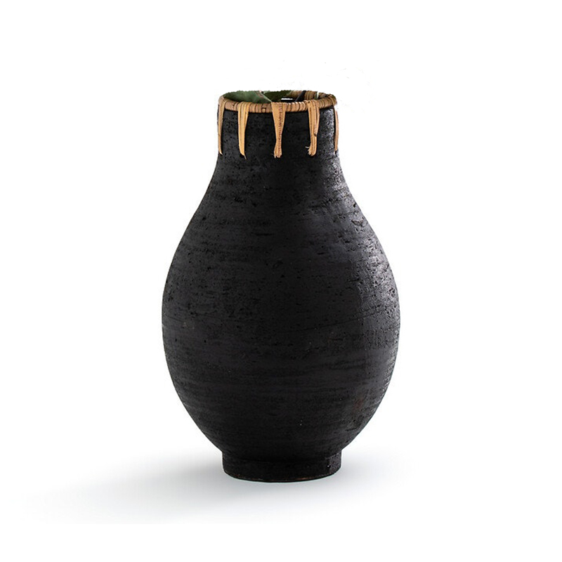 Ваза Ceramic Vase & Rattan D20 Черный в Нижнем Новгороде | Loft Concept 