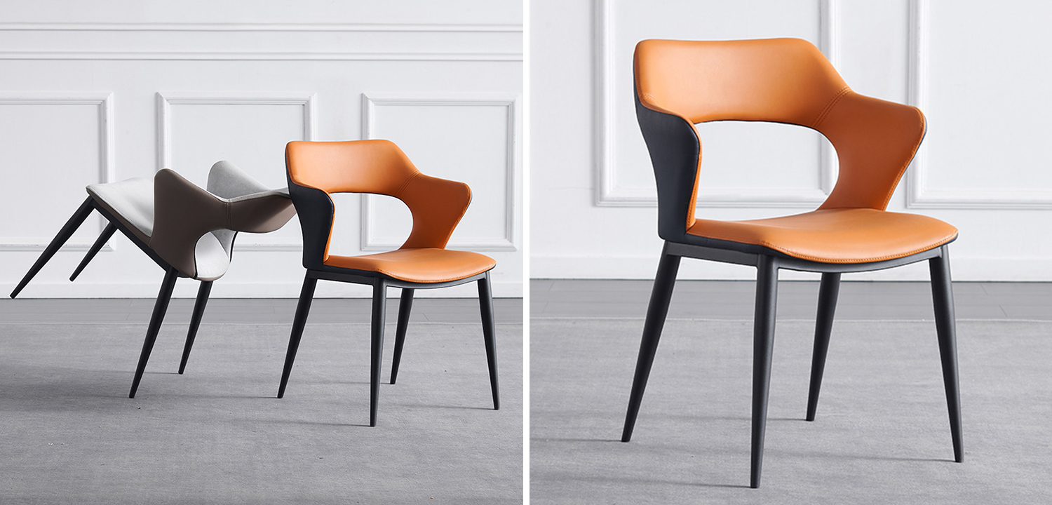 Стул с открытой спинкой Obrien Chair Orange and Grey Оранжевый и Серый - фото