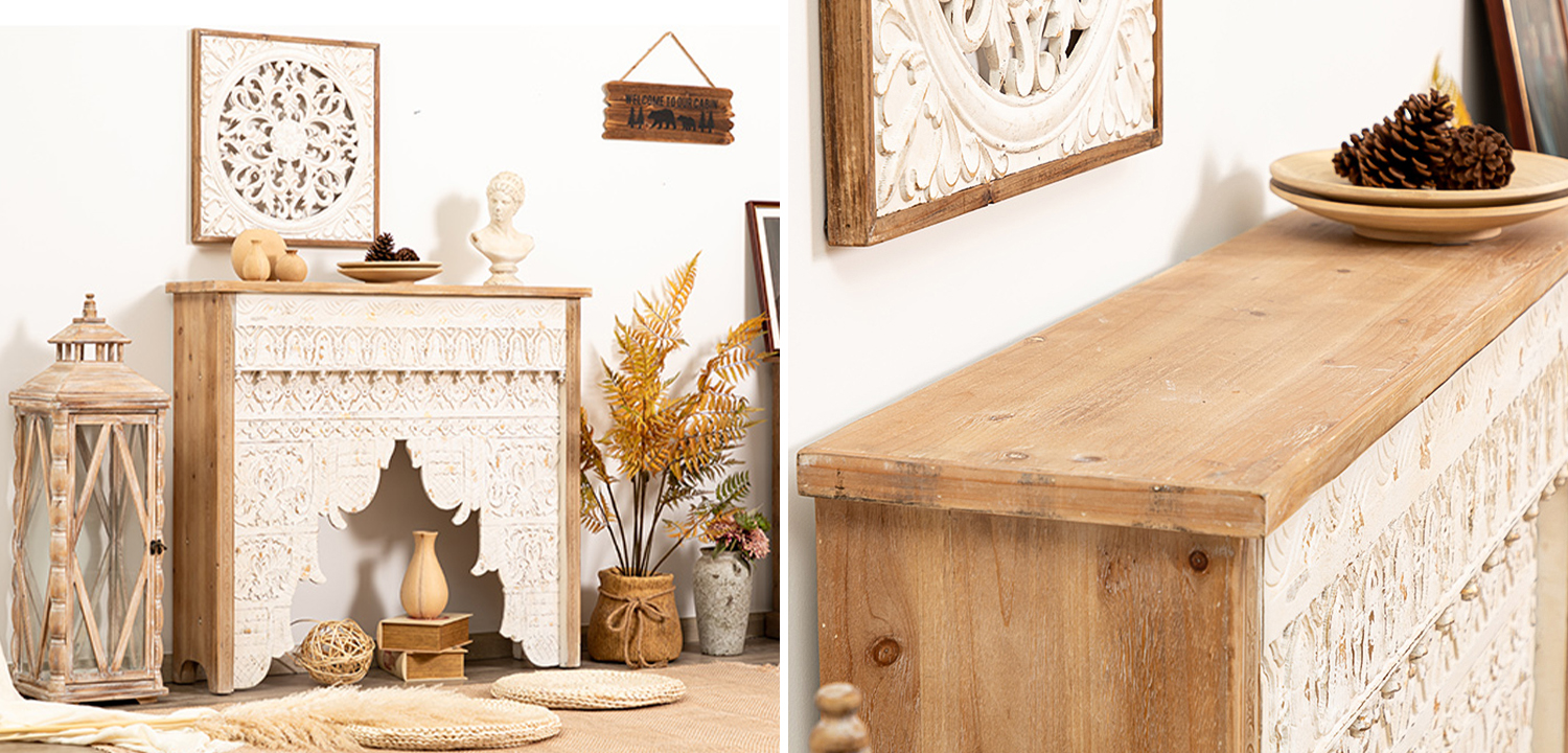 Консоль Indian Antique White Furniture Shakti Console - фото