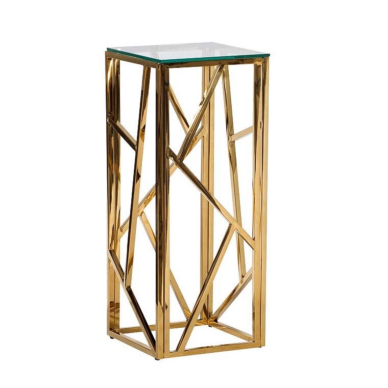 Подставка Serene Furnishing Gold Clear Glass Top stand Прозрачное Стекло Золотой в Нижнем Новгороде | Loft Concept 