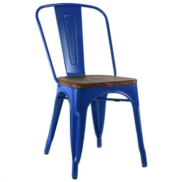 Кухонный стул Tolix Chair Wood Blue Синий Синий Коричневый в Нижнем Новгороде | Loft Concept 