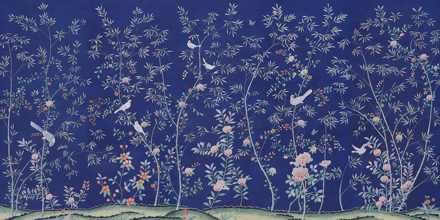 Обои шинуазри Portman Lapis Lazuli Edo - фото