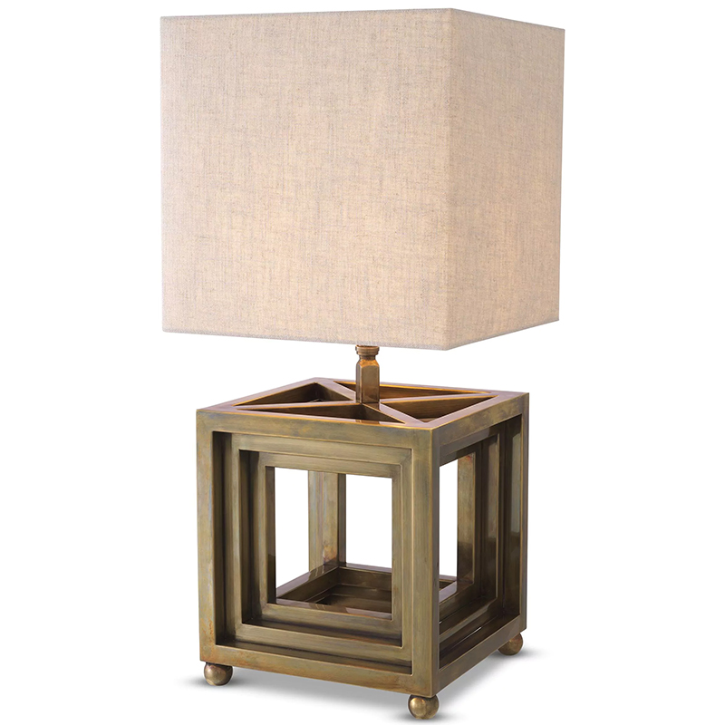 Настольная лампа Eichholtz Table Lamp Bellagio Brass Винтажная латунь Бежево-серый в Нижнем Новгороде | Loft Concept 