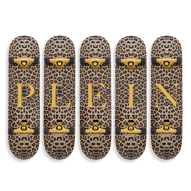 Арт-объект на стену Philipp Plein Skateboard Leopard PLEIN Бежевый Коричневый Черный Золотой в Нижнем Новгороде | Loft Concept 