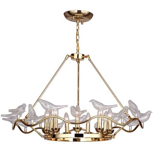 Люстра Dove Chandelier Glass Bird 9 Золотой в Нижнем Новгороде | Loft Concept 