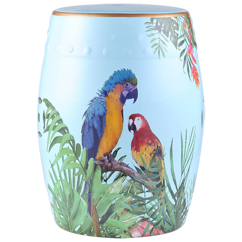 Керамический табурет Parrots Tropical Animal Ceramic Stool Blue Голубой Мульти в Нижнем Новгороде | Loft Concept 