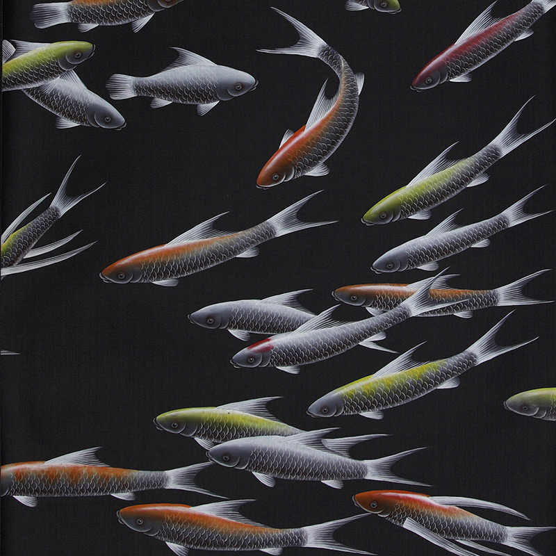 Обои ручная роспись Fishes Koi on Pitch dyed silk  в Нижнем Новгороде | Loft Concept 