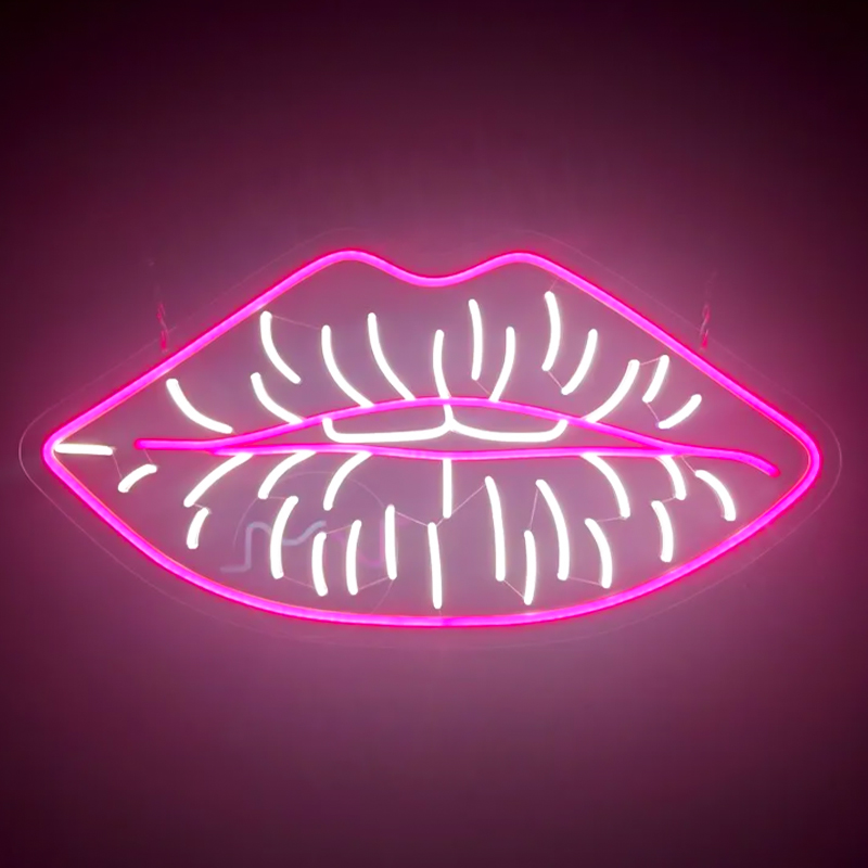 Неоновая настенная лампа Lips Neon Wall Lamp Розовый Белый в Нижнем Новгороде | Loft Concept 