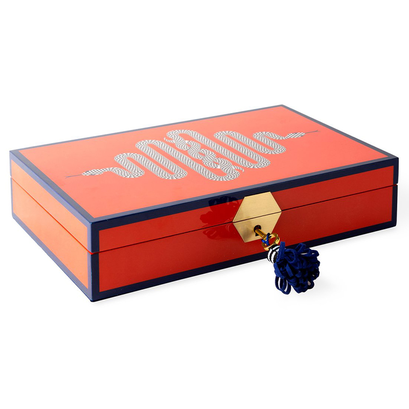 Шкатулка EDEN LACQUER JEWELRY BOX Jonathan Adler Оранжевый Синий Золотой Белый Черный в Нижнем Новгороде | Loft Concept 