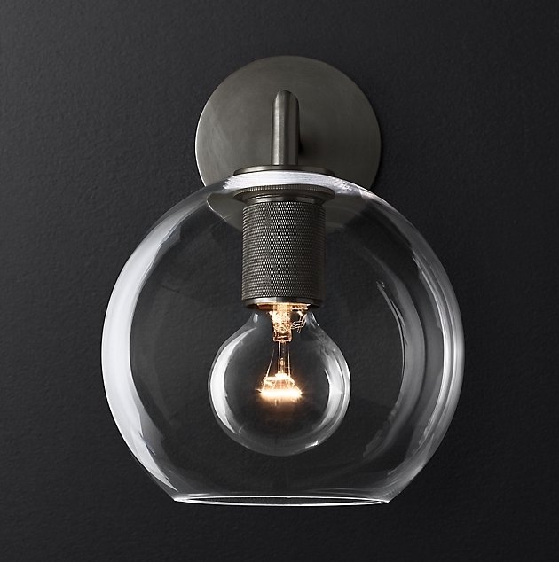 Бра RH Utilitaire Globe Shade Single Sconce Black Черный Темная бронза в Нижнем Новгороде | Loft Concept 