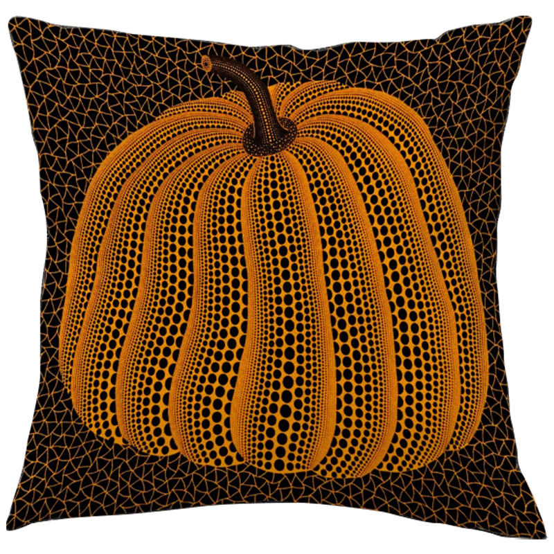 Декоративная подушка Yayoi Kusama Pumpkin Orange Черный Оранжевый в Нижнем Новгороде | Loft Concept 