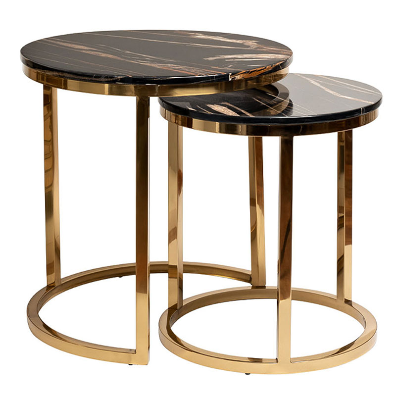 Комплект приставных столов Hewdonald Black Side Tables Глянцевое золото Черный в Нижнем Новгороде | Loft Concept 