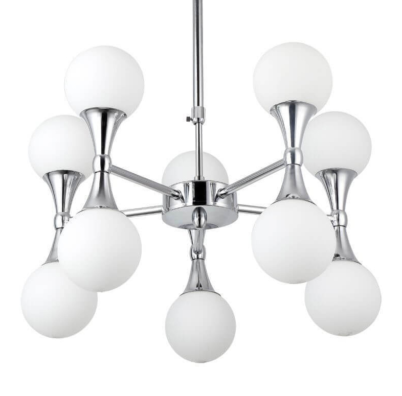 Люстра Ball Valley Chandelier Chromium 10 Белый Хром в Нижнем Новгороде | Loft Concept 