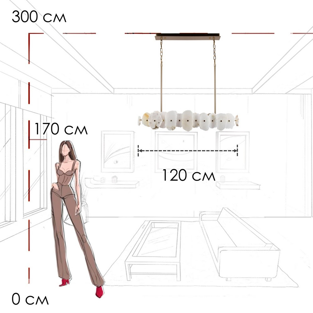 Подвесной светильник с фигурными элементами из белого алебастра Cryptocrystalline Stone в Нижнем Новгороде