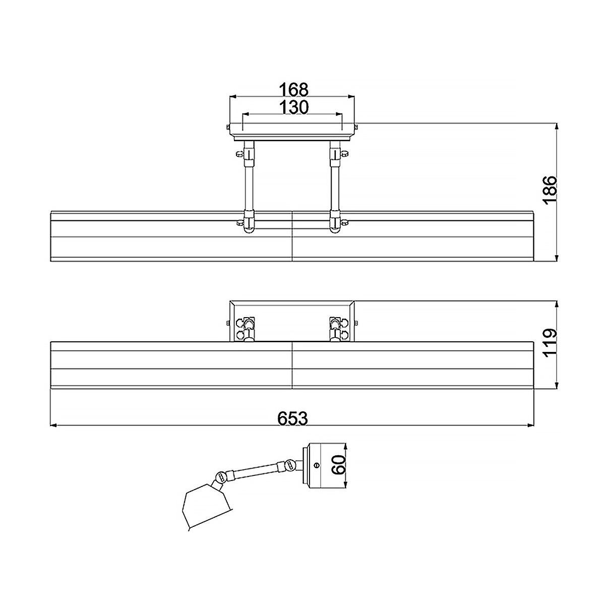 Светильник для картин с призматическим плафоном и двойными регулируемыми шарнирами Elstead Lighting в Нижнем Новгороде