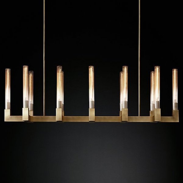 Люстра RH CANELLE Linear Chandelier 12 Modern Brass Латунь в Нижнем Новгороде | Loft Concept 