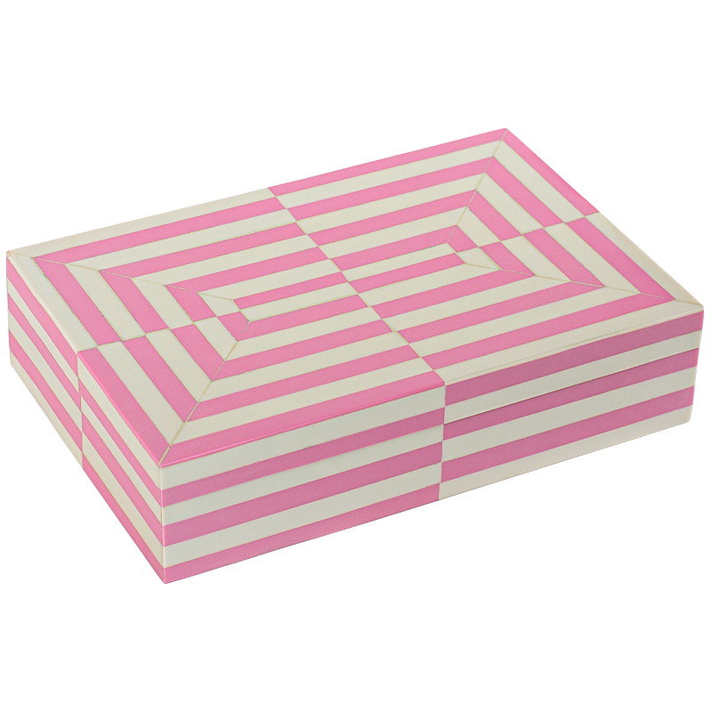 Шкатулка Pink White Stripes Bone Inlay Box Розовый Белый в Нижнем Новгороде | Loft Concept 