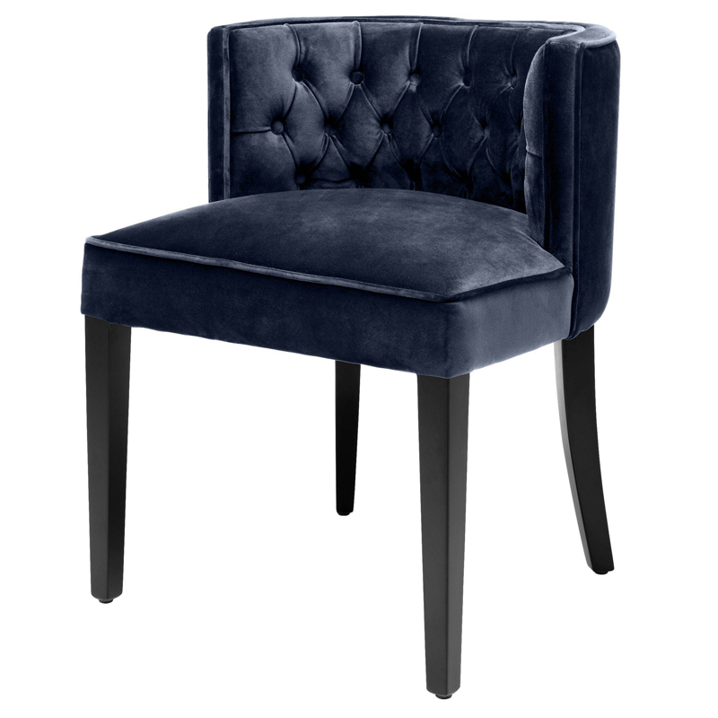 Стул Eichholtz Dining Chair Dearborn blue Темно-синий Черный в Нижнем Новгороде | Loft Concept 