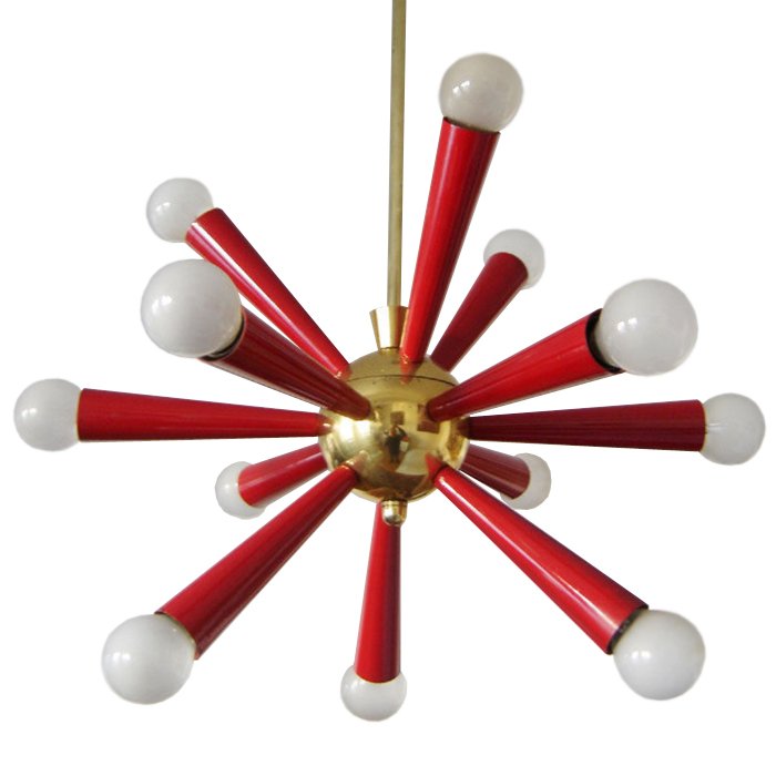 Люстра Mid Century Modern ATOMIC Sputnik Red Красный (Red) Золотой в Нижнем Новгороде | Loft Concept 