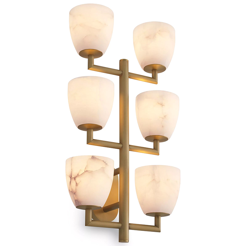 Настенный светильник Eichholtz Wall Lamp Valerius Латунь Белый Мрамор Bianco ivory ( слоновая кость ) в Нижнем Новгороде | Loft Concept 