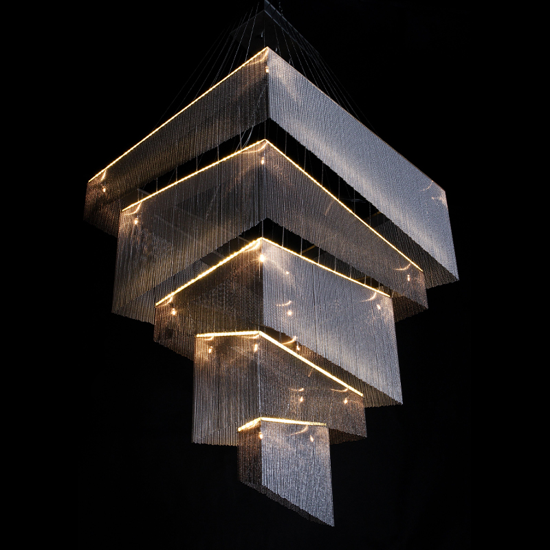 Люстра Серебряные цепочки Willowlamp Geometric Storm Silver Серебряный в Нижнем Новгороде | Loft Concept 